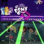 Anne Sasha and Marcy Dancing to Rainbow Rocks | image tagged in anne sasha and marcy dancing what song,amphibia,disney channel,equestria girls,rock music | made w/ Imgflip meme maker