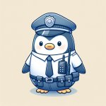 Penguin in a police uniform