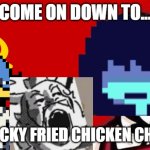 Kentucky fried chicken chicken | COME ON DOWN TO... KENTUCKY FRIED CHICKEN CHICKEN | image tagged in soviet kfc | made w/ Imgflip meme maker