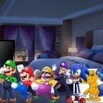 Wario and Friends dies by Solomon because of a breaking news flash on movie night | image tagged in night bedroom,wario dies,crossover | made w/ Imgflip meme maker