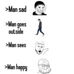 Man sees X, Man happy meme