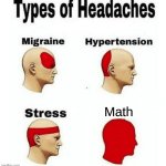 Types of Headaches meme | Math | image tagged in types of headaches meme | made w/ Imgflip meme maker