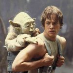 Yoda on Luke Skywalkers back