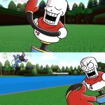 Papyrus slapping Sans away meme