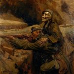 Skeleton whispering to soldier