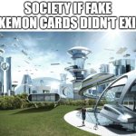 Whoever started this, I hate you. | SOCIETY IF FAKE POKEMON CARDS DIDN'T EXIST: | image tagged in the future world if,memes | made w/ Imgflip meme maker