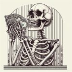 Skeleton Holding Money