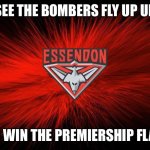 Essendon | SEE THE BOMBERS FLY UP UP; TO WIN THE PREMIERSHIP FLAG | image tagged in essendon | made w/ Imgflip meme maker