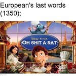 Oh Shit, A Rat | image tagged in ratatouille,disney,pixar,not me,europe,history | made w/ Imgflip meme maker