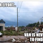 Sorry, couldn't resist. | POINTS FOR EFFORT... ...BUT THAT VAN IS NEVER GOING TO FIND ITS KEYS | image tagged in diving van | made w/ Imgflip meme maker