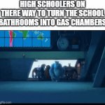 A Vape A Day Keeps The Lungs Away | HIGH SCHOOLERS ON THERE WAY TO TURN THE SCHOOL BATHROOMS INTO GAS CHAMBERS | image tagged in gifs,memes,relatable,high school,vape,spooktober | made w/ Imgflip video-to-gif maker