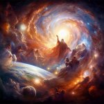 God creating the universe by Dalle