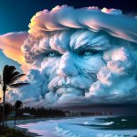 huge face in clouds blows winds toward Florida coast