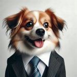 cute dog wearing a suit and tie