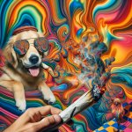 dog smoking a joint