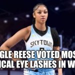 Angle Reese | ANGLE REESE VOTED MOST COMICAL EYE LASHES IN WNBA | image tagged in angel reese received award,funny,memes | made w/ Imgflip meme maker