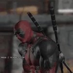 Deadpool pulling a Kurt Cobain meme