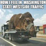 Heavy Transport | HOW I FEEL IN  WASHINGTON STATE WESTSIDE TRAFFIC | image tagged in heavy transport | made w/ Imgflip meme maker