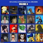 top 20 male characters of all time volume 4 | image tagged in top 20 male characters of all time volume 4,favorites,videogames,anime,comics/cartoons,classic movies | made w/ Imgflip meme maker