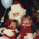 Santa and crying children