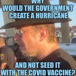 elon musk dumb and crazy | WHY 
WOULD THE GOVERNMENT 
CREATE A HURRICANE; AND NOT SEED IT WITH THE COVID VACCINE? | image tagged in elon musk dork | made w/ Imgflip meme maker