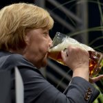 Angela Merkel and his beer