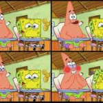 SpongeBob and patrick laughing in class