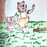 Dad and daughter bears drawing! So cute