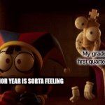 They're bad... and I'm trying SO HARD to get A's but they're not... :( | My grades for the first quarter (and me); HOW MY SENIOR YEAR IS SORTA FEELING | image tagged in gifs,senior,high school | made w/ Imgflip video-to-gif maker