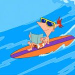 Phineas surfing