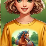 Image of little girl with horse t shirt