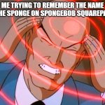 The one that lives in a pineapple under the sea? | ME TRYING TO REMEMBER THE NAME OF THE SPONGE ON SPONGEBOB SQUAREPANTS | image tagged in professor x,spongebob,memes,funny,spongebob squarepants | made w/ Imgflip meme maker