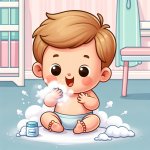 Baby eating talcum powder