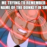 Professor X | ME TRYING TO REMEMBER THE NAME OF THE DONKEY IN SHREK | image tagged in professor x,memes,funny,shrek | made w/ Imgflip meme maker