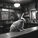 Rabbit at a bar template