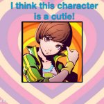 i think chie is a cutie | image tagged in i think this blank is a cutie,persona 4,video games,cute girl,anime meme,gaming | made w/ Imgflip meme maker