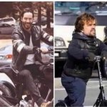 keanu reeves motorbike peter dinklage scooter