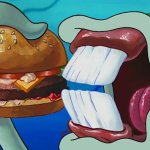 spongebob biting burger meme