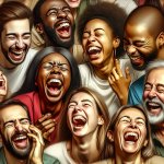 Group of people laughing their heads off template