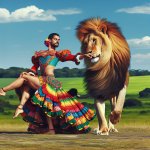 dancing with lion