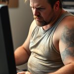 Fat loser at computer