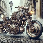 motocycle in steampunk style