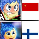 Inside out joy hates soviet union and loves finland | image tagged in inside out joy hates and loves meme,inside out joy,inside out,soviet union,finland,winter war | made w/ Imgflip meme maker