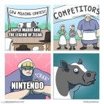 cow milking contest | SUPER MARIO AND THE LEGEND OF ZELDA; NINTENDO | image tagged in cow milking contest | made w/ Imgflip meme maker