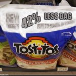 More chips, Less Bag | LESS BAG; 42% | image tagged in tostitos chips nolihocdomi | made w/ Imgflip meme maker