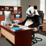 panda working in the office