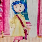 Coraline drawing | image tagged in drawing,halloween,creepy,doll,emo,2000s | made w/ Imgflip meme maker