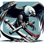 bald eagle destroying a communist sickle and hammer meme