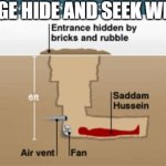 Average hide & seek with bro | AVERAGE HIDE AND SEEK WITH BRO | image tagged in sadam hussein | made w/ Imgflip meme maker