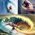 Trump surfs an American wave meme